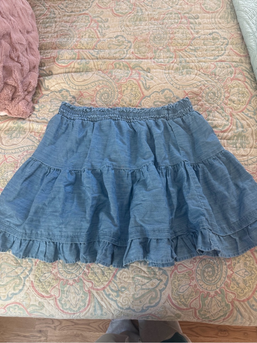 True Craft Light Blue Tiered Ruffled Skirt